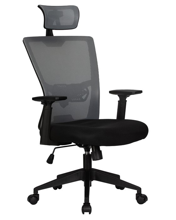 Офисное кресло для персонала NIXON, чёрный, серая сетка - фото 10615