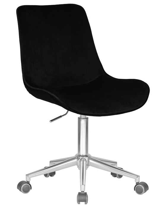 Кресло офисное DORA, чёрный велюр, хромированная сталь - фото 10869