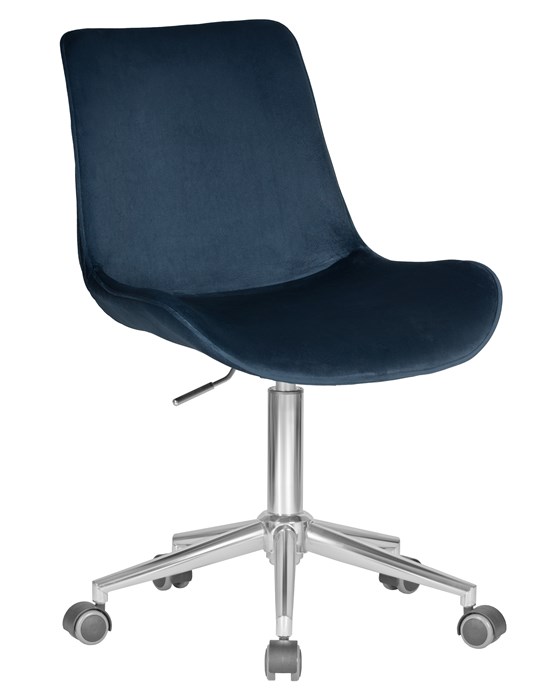 Кресло офисное DORA, синий велюр, хромированная сталь - фото 10879