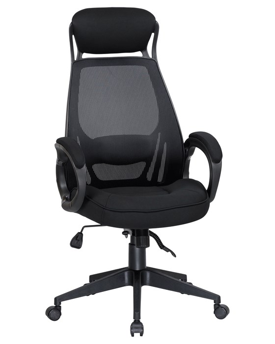 Офисное кресло для руководителей STEVEN BLACK, чёрный пластик, чёрная ткань - фото 6626