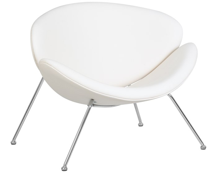 Кресло дизайнерское EMILY, белый винил, хромированная сталь - фото 9405