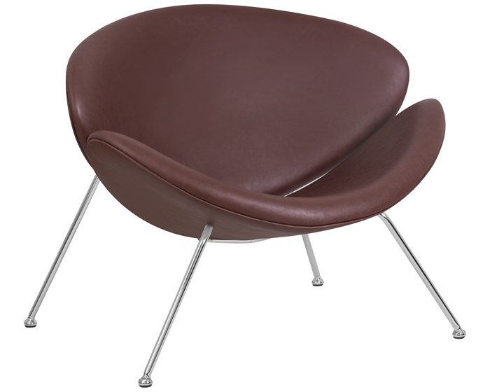 Кресло дизайнерское EMILY, коричневый винил, хромированная сталь - фото 9413