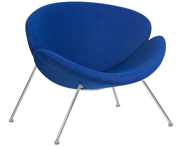 Кресло дизайнерское EMILY, синяя ткань, хромированная сталь - фото 9446