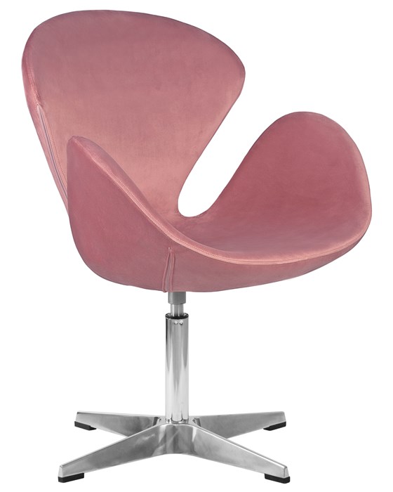 Кресло дизайнерское DOBRIN SWAN, розовый велюр BLUVEL52, алюминиевое основание - фото 9520