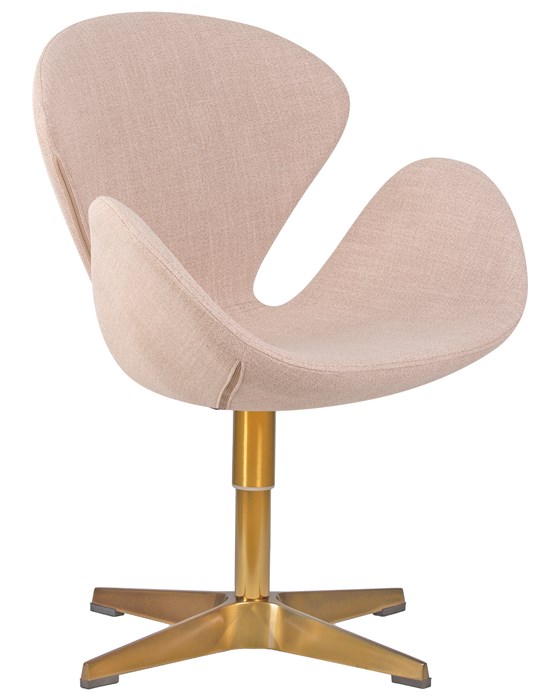 Кресло дизайнерское SWAN, бежевая ткань, золотое основание - фото 9547