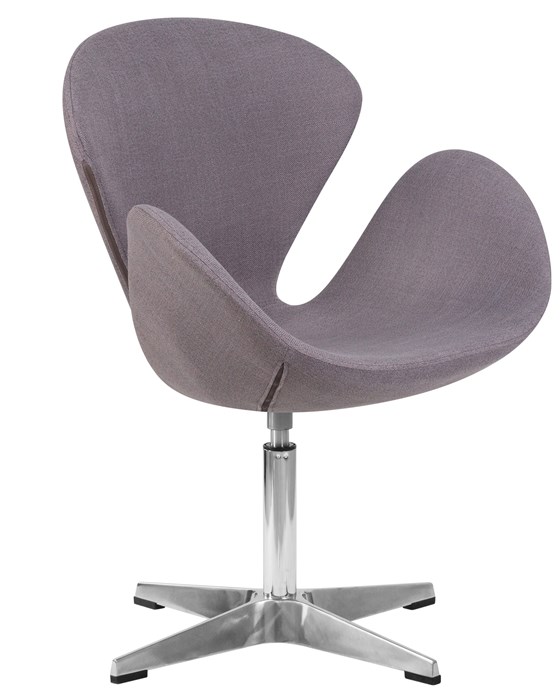 Кресло дизайнерское SWAN, серая ткань, алюминиевое основание - фото 9577