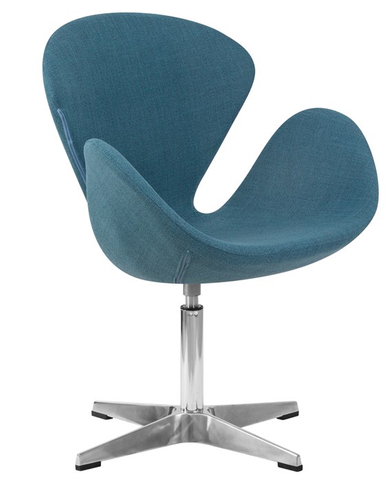 Кресло дизайнерское SWAN, синяя ткань, алюминиевое основание - фото 9589
