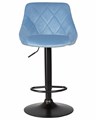 Стул барный LOGAN BLACK, пудрово-голубой велюр - фото 10799