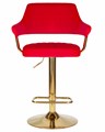 Стул барный CHARLY GOLD, красный велюр - фото 11228