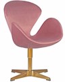 Кресло дизайнерское SWAN, розовый велюр, золотое основание - фото 9481