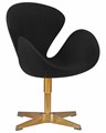 Кресло дизайнерское SWAN, черная ткань, золотое основание - фото 9493