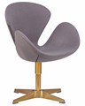 Кресло дизайнерское  SWAN, серая ткань, золотое основание - фото 9510