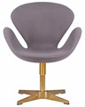 Кресло дизайнерское  SWAN, серая ткань, золотое основание - фото 9514