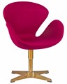 Кресло дизайнерское SWAN, бордо ткань, золотое основание - фото 9529