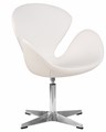 Кресло дизайнерское SWAN, белый кожзам, алюминиевое основание - фото 9566