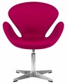 Кресло дизайнерское SWAN, бордо ткань, алюминиевое основание - фото 9620