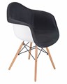 Стул обеденный DAW ROSS, ножки светлый бук, сиденье белый пластик, чёрная ткань - фото 9867