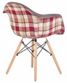 Стул обеденный DAW THOMAS, ножки светлый бук, сиденье яркая клетка, серая ткань - фото 9897