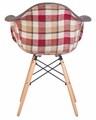 Стул обеденный DAW THOMAS, ножки светлый бук, сиденье яркая клетка, серая ткань - фото 9898