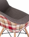 Стул обеденный DAW THOMAS, ножки светлый бук, сиденье яркая клетка, серая ткань - фото 9901